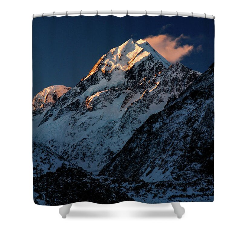 Mt Cook Shower Curtain featuring the photograph Fire and Ice - Mount Cook National Park, South Island, New Zealand by Earth And Spirit