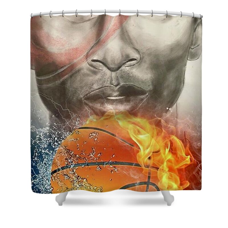  Shower Curtain featuring the mixed media Fire by Angie ONeal