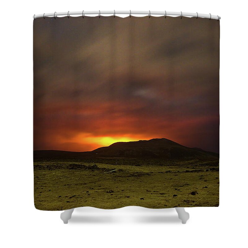 Volcano Shower Curtain featuring the photograph Fire at the farm by Christopher Mathews