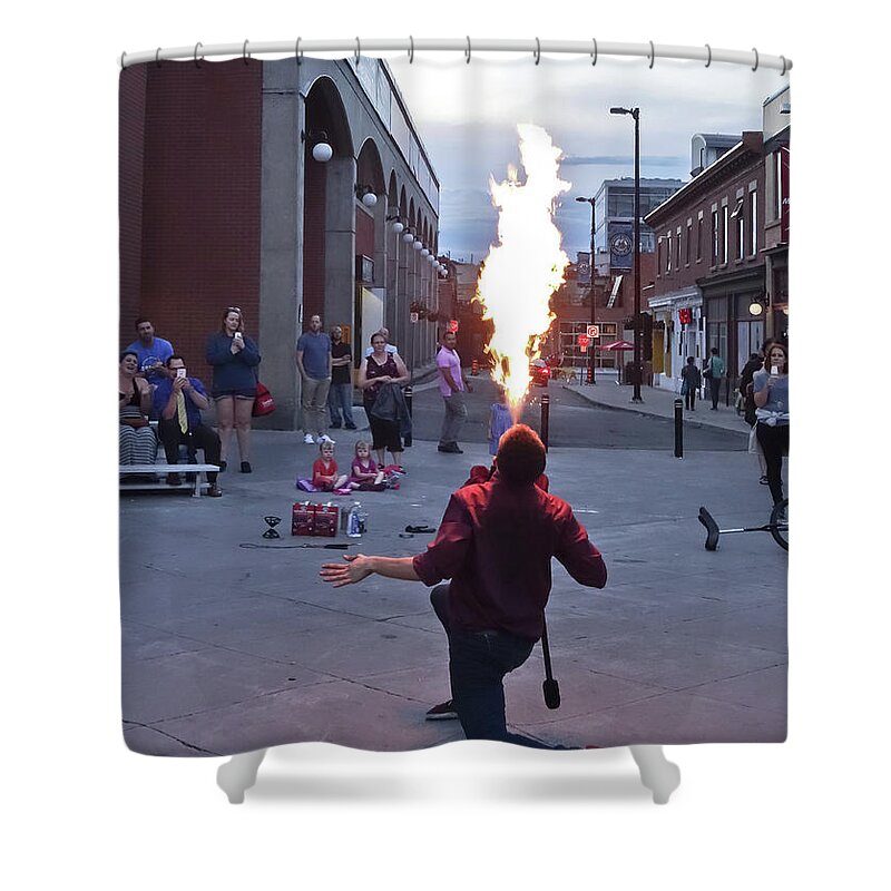 Fire Shower Curtain featuring the photograph Fire Breather by Matthew Bamberg