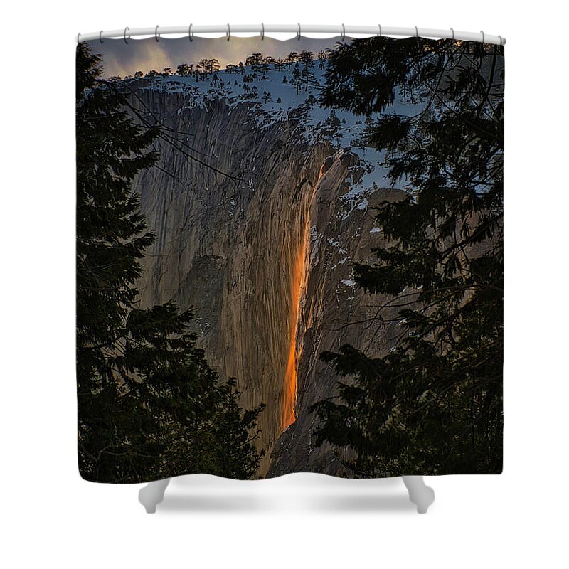 Landscape Shower Curtain featuring the photograph Fire Fall Between by Romeo Victor