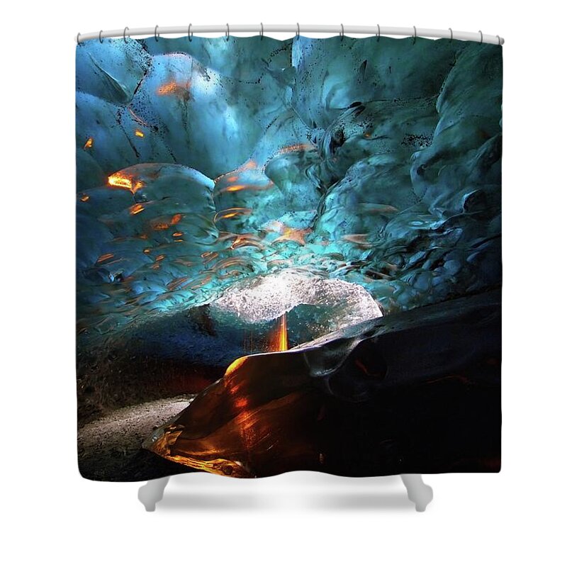 Iceland Shower Curtain featuring the photograph Fire in ice #1 by Christopher Mathews