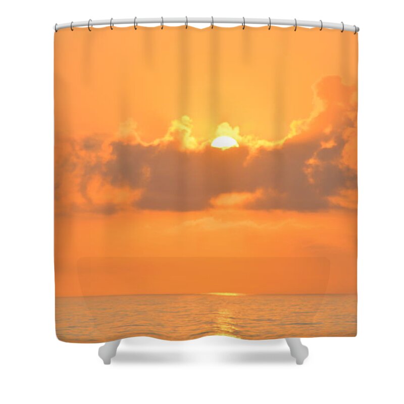 Obx Sunrise Shower Curtain featuring the photograph Fire in the sky 7/14 by Barbara Ann Bell