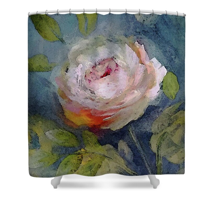 Fire Shower Curtain featuring the painting Fire White Rose by Lisa Kaiser