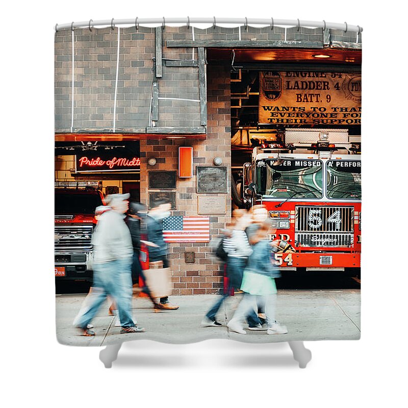 City Shower Curtain featuring the photograph Firefighters in New York City by Francesco Riccardo Iacomino