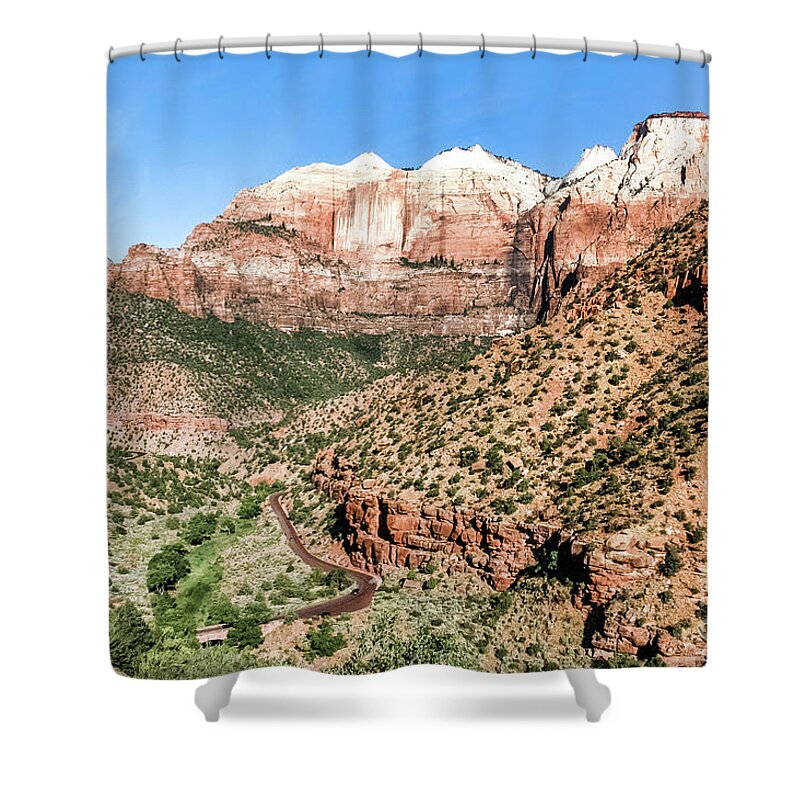 Canyon Shower Curtain featuring the photograph First Impression Zion National Park by Al Andersen