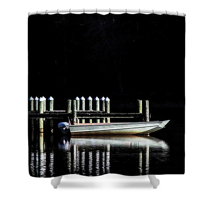 Metal Boat Shower Curtain featuring the photograph First Light by Addison Likins