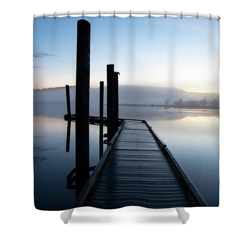 Rocky Point Shower Curtain featuring the photograph First Light at Rocky Point by Catherine Avilez