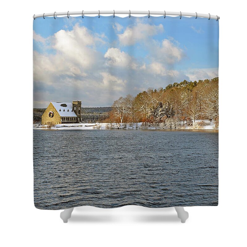 Old Shower Curtain featuring the photograph First snowfall of the year by Monika Salvan