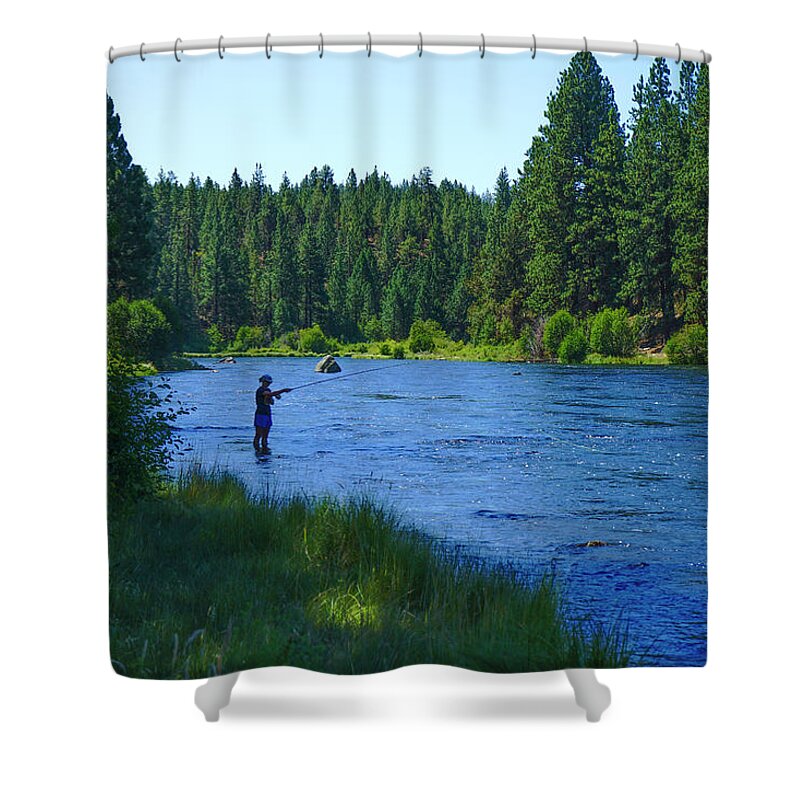 Landscape Shower Curtain featuring the photograph Fisherman in Oregon by Matthew Bamberg