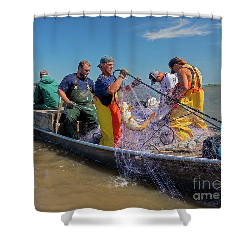 Asian Carp Shower Curtain featuring the photograph Fishing for Invasive Asian Carp by Jim West