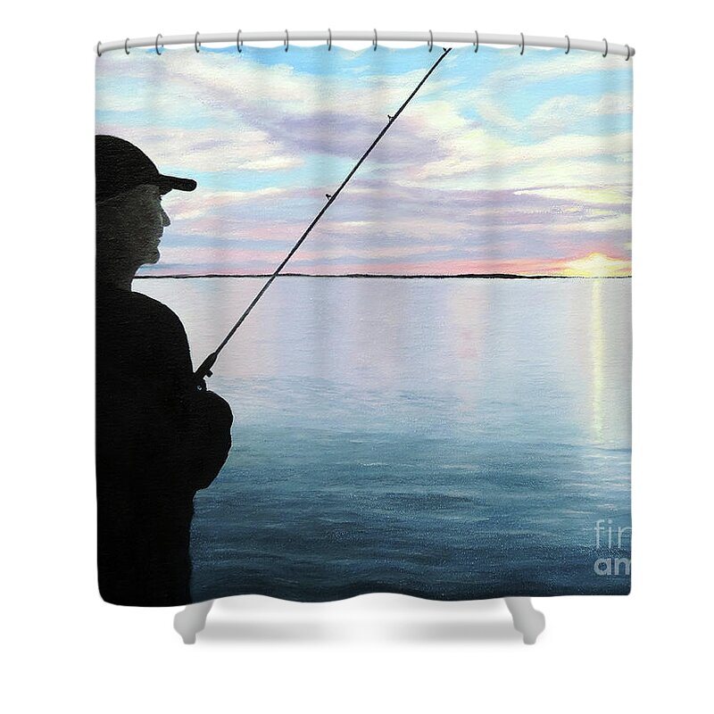 Fishing On The Flats Shower Curtain featuring the painting Fishing On The Flats by Jimmie Bartlett