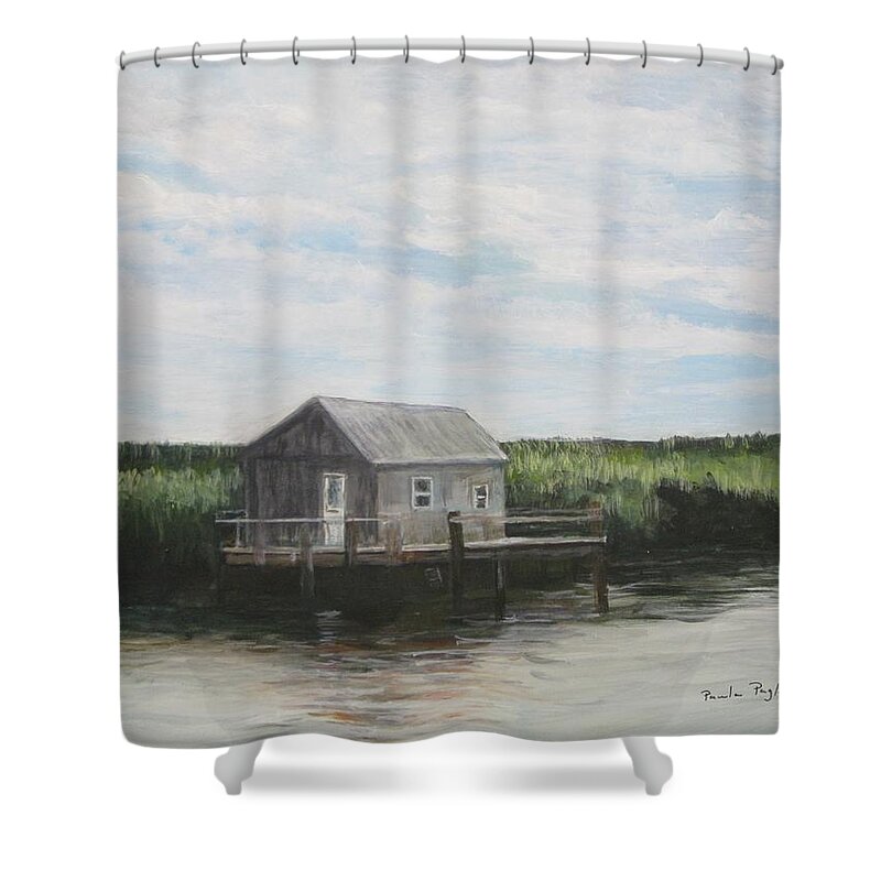 Painting Shower Curtain featuring the painting Fishing Shack by Paula Pagliughi