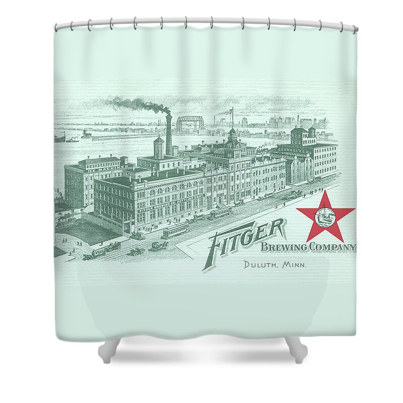 Duluth Shower Curtain featuring the photograph Fitger Brewing Co Lithograph by Zenith City Press