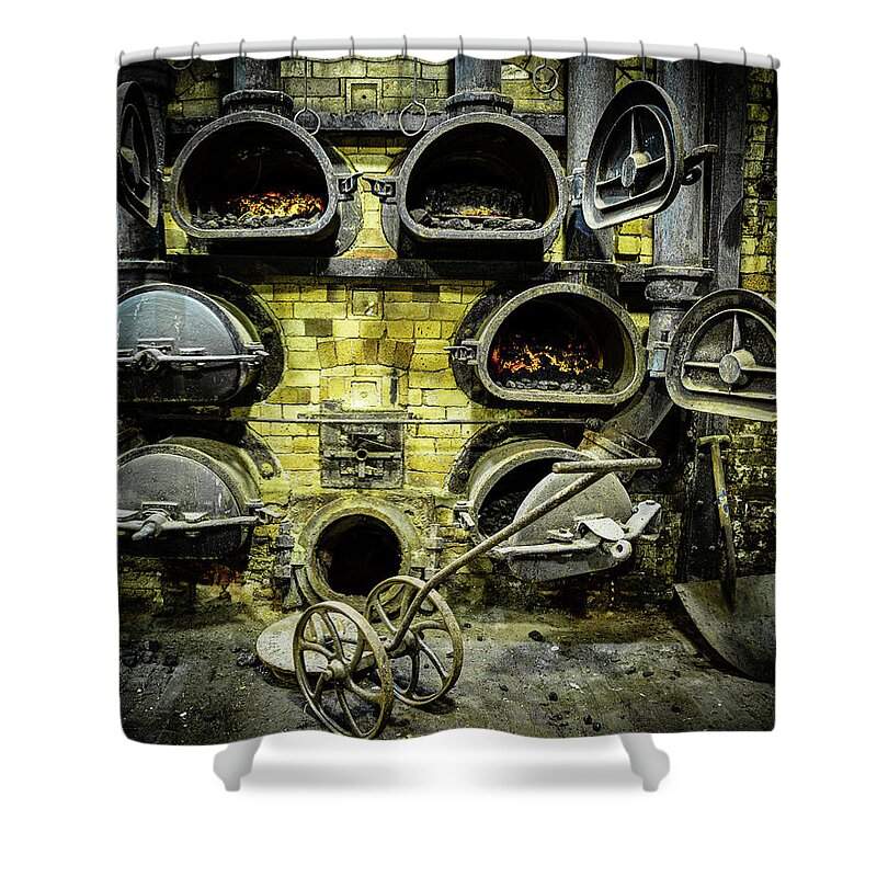 Carrickfergus Shower Curtain featuring the photograph Flame Gasworks by Nigel R Bell