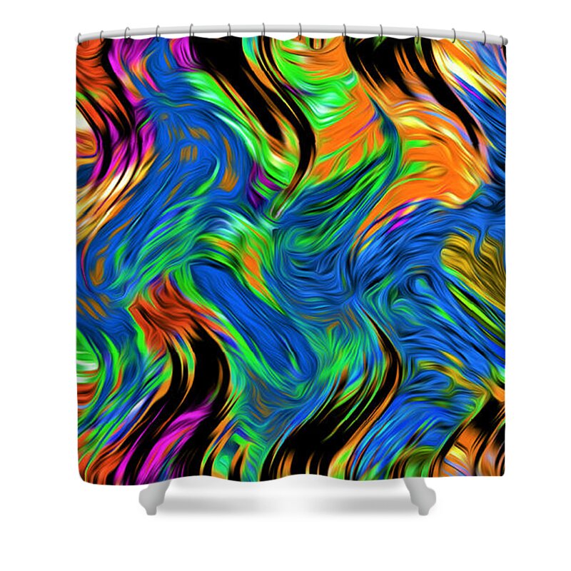 Abstract Shower Curtain featuring the digital art Flames of Passion - Abstract by Ronald Mills