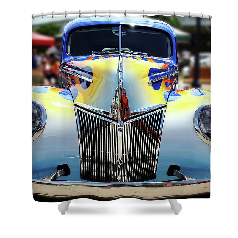 Ford Shower Curtain featuring the photograph Flaming Ford by Lens Art Photography By Larry Trager