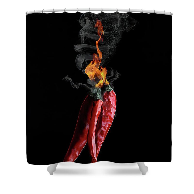 Peppers Shower Curtain featuring the photograph Flaming Hot Peppers by Bill Barber