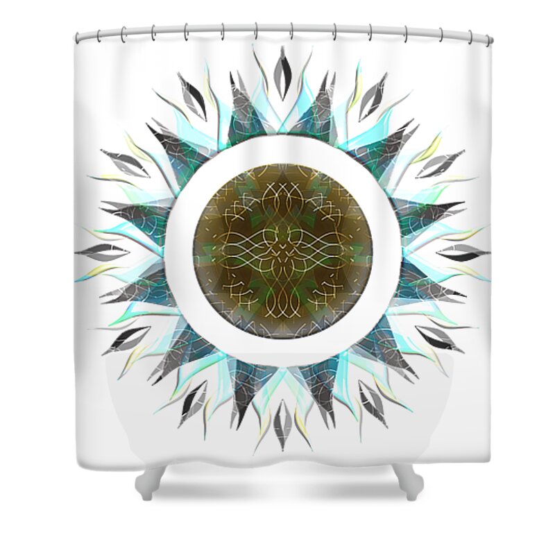 Flame Shower Curtain featuring the digital art Flaming Metal Sun 2 by David Manlove