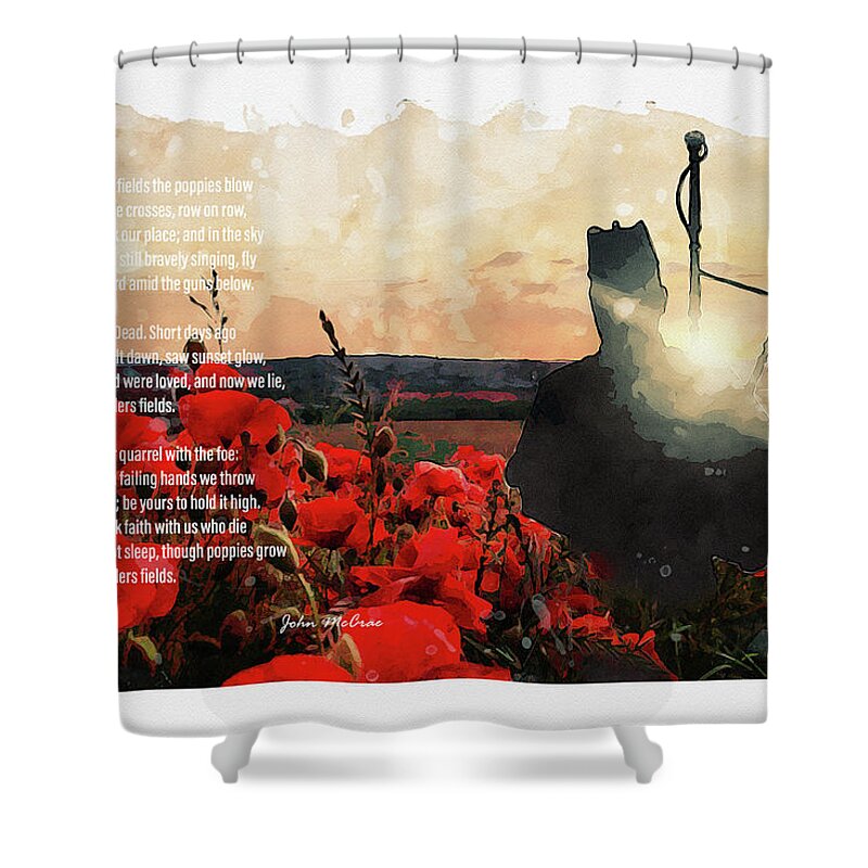 Soldier Poppies Shower Curtain featuring the digital art Flanders Field by Airpower Art