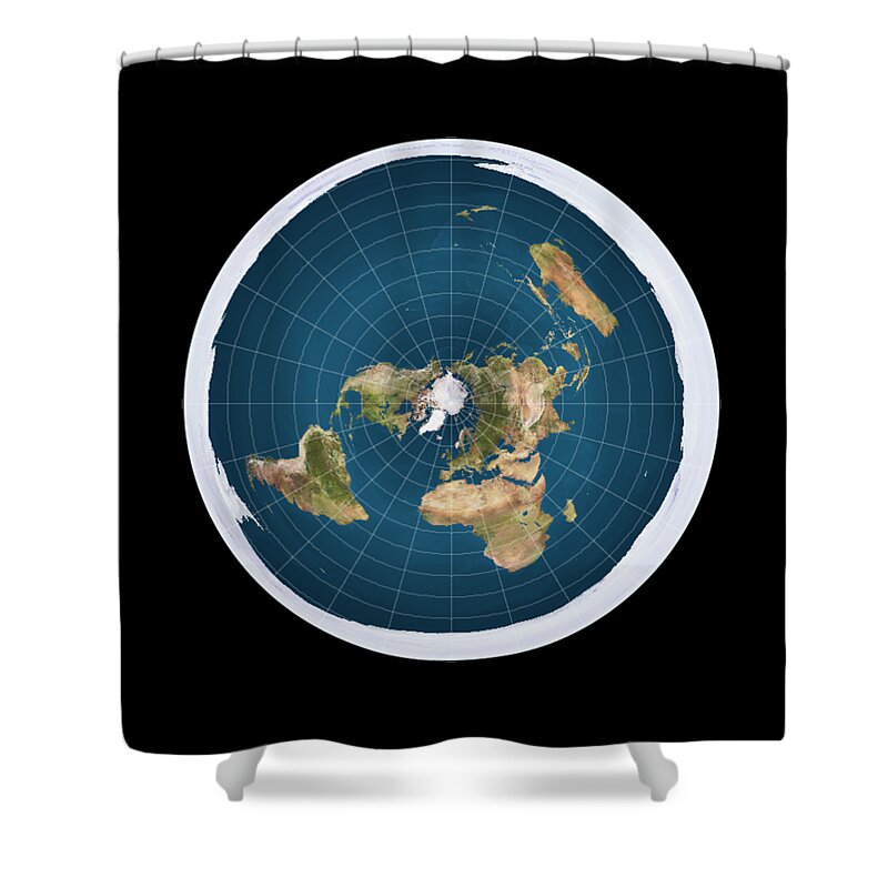 Funny Shower Curtain featuring the digital art Flat Earth by Flippin Sweet Gear