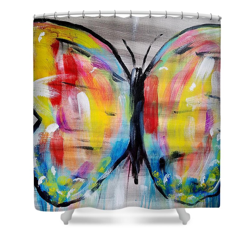 Butterfly Shower Curtain featuring the painting Flight Of The Butterfly by Brent Knippel