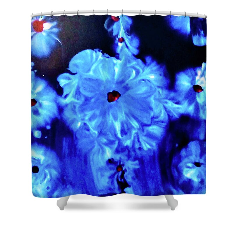 Float Shower Curtain featuring the painting Floating flowers by Anna Adams