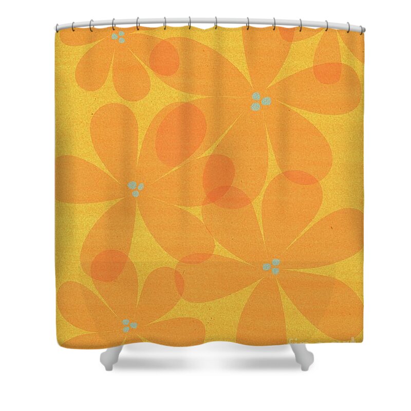 Mixed Media Shower Curtain featuring the mixed media Floral Abstract in Yellow Orange by Donna Mibus