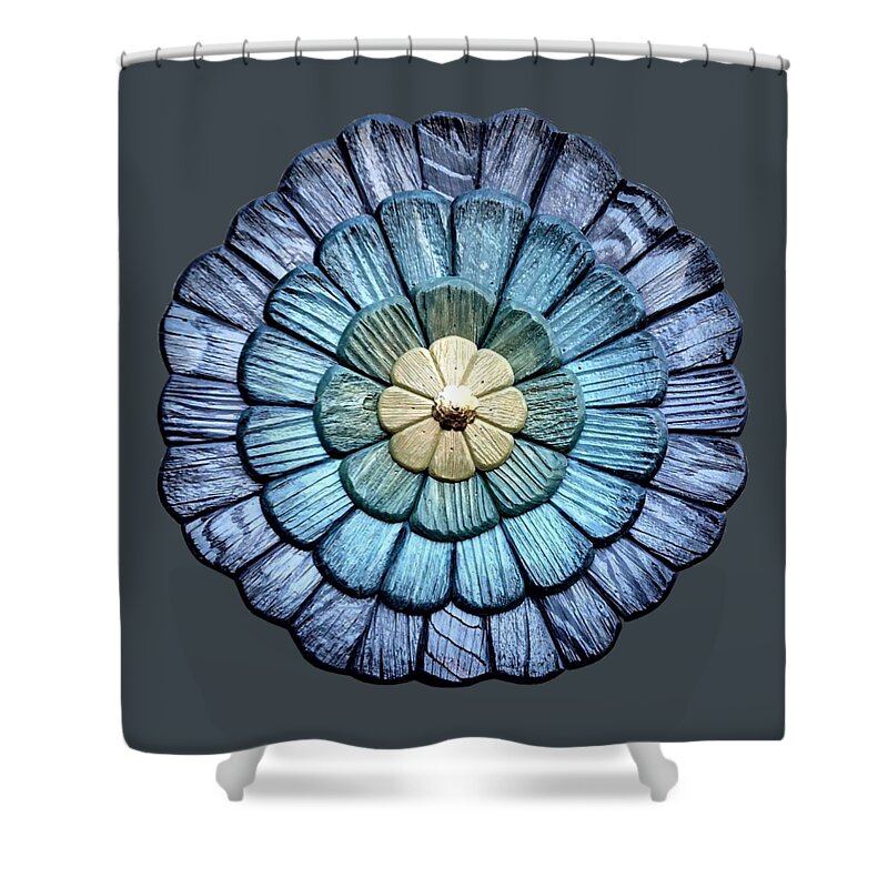 Floral Shower Curtain featuring the painting Floral Mandala Blue by Denny McNeill