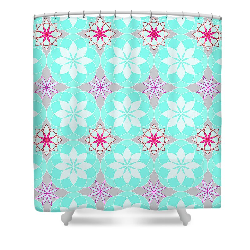 Floral Pattern Shower Curtain featuring the digital art Floral Pattern - Surface Design by Patricia Awapara