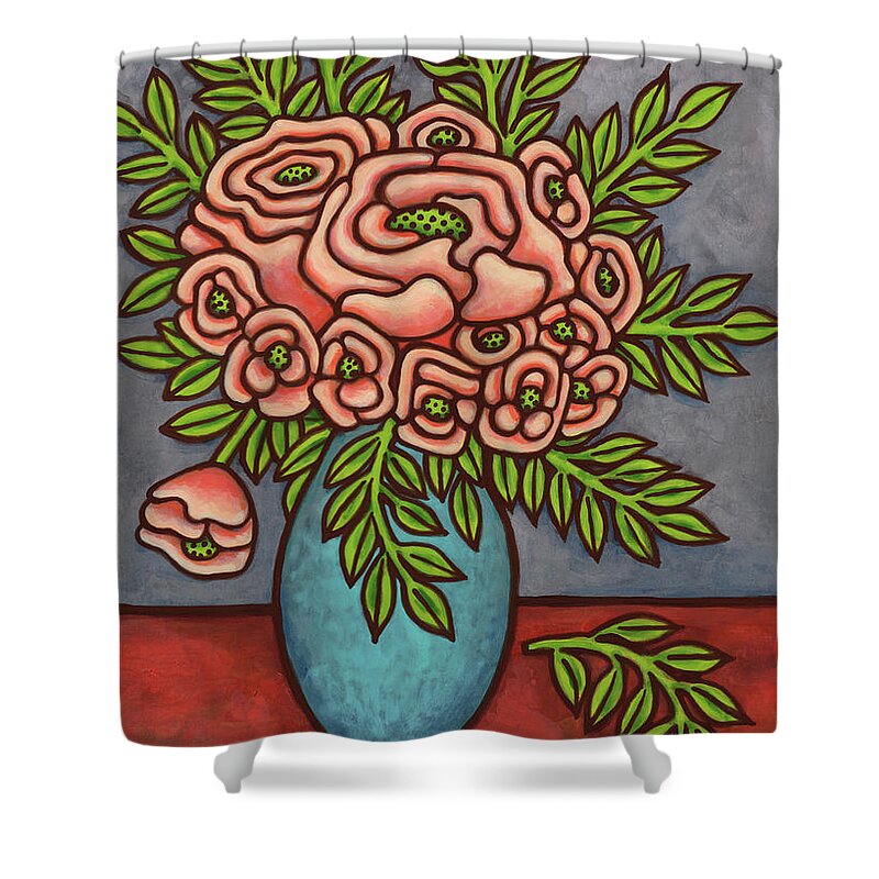 Vase Of Flowers Shower Curtain featuring the painting Floravased 21 by Amy E Fraser