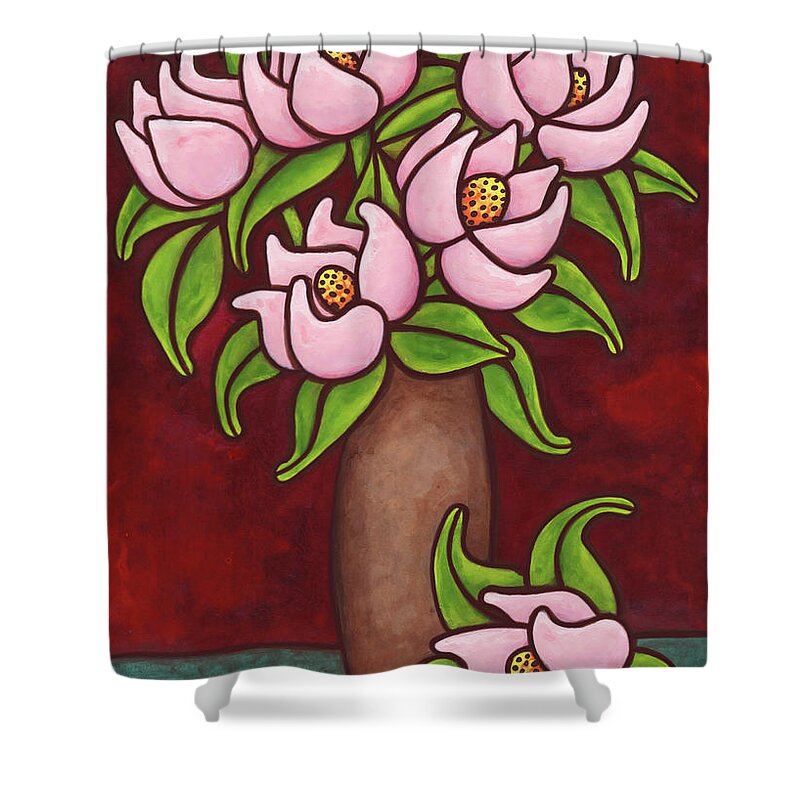 Vase Of Flowers Shower Curtain featuring the painting Floravased 7 by Amy E Fraser