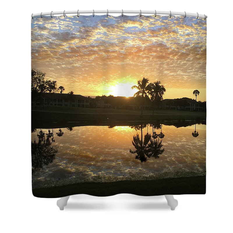 Sunrise Shower Curtain featuring the photograph Florida Sunrise Reflection by David T Wilkinson