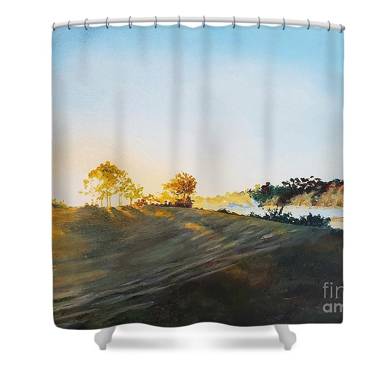 Florida Shower Curtain featuring the painting Florida Winter Dawn by Merana Cadorette