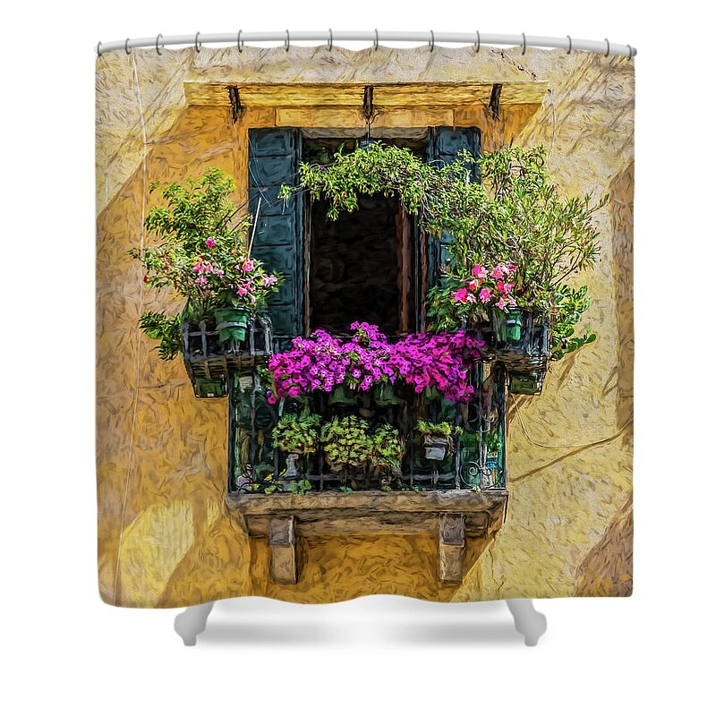 Venice Shower Curtain featuring the photograph Flower Balcony of Venice by David Letts
