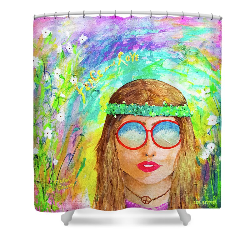 Acrylic Shower Curtain featuring the painting Flower Child by Lee Beuther