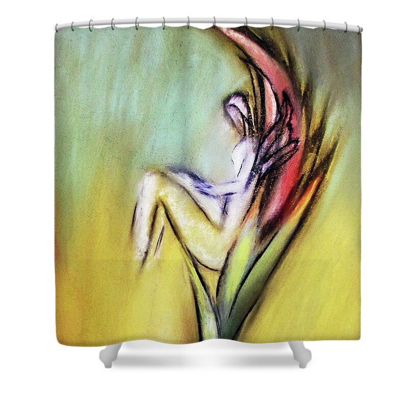 Flower Shower Curtain featuring the drawing Flower Fairy by Melinda Firestone-White