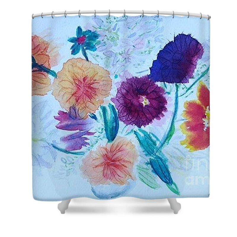 Flowers Flower Shower Curtain featuring the painting Flower Full by Nina Jatania