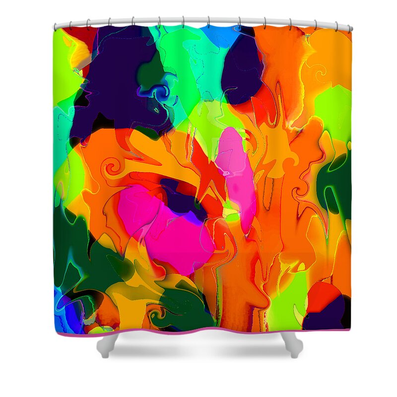 Abstract Shower Curtain featuring the digital art Flower in Bloom Abstract by Ronald Mills