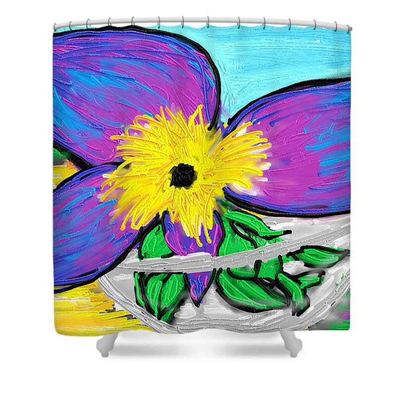 Flower Shower Curtain featuring the digital art Flower in bowl by Diane Dahm