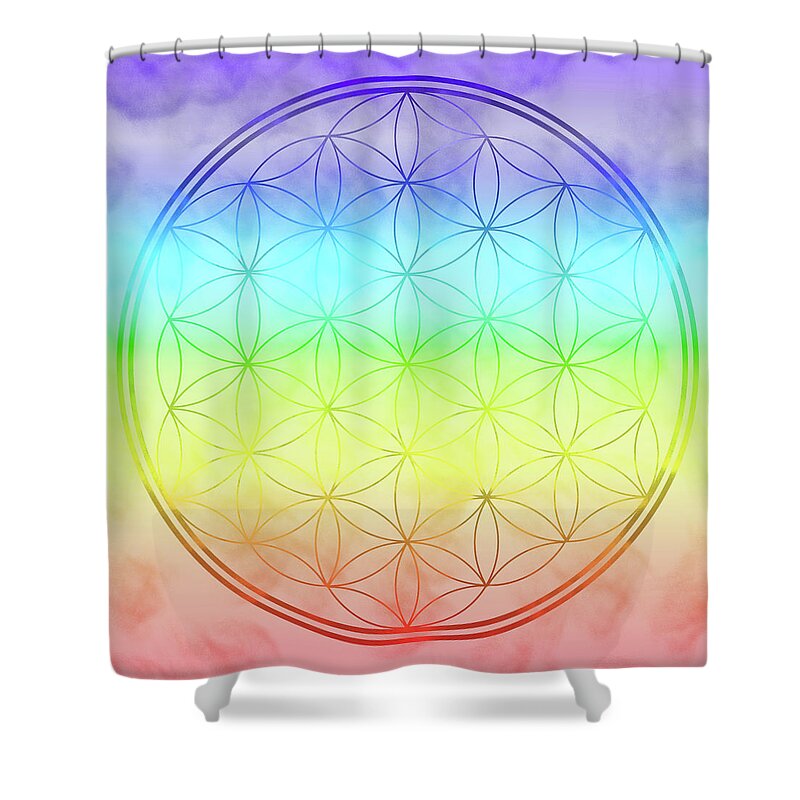 Flower Of Life Shower Curtain featuring the digital art Flower of Life 1 by Angie Tirado
