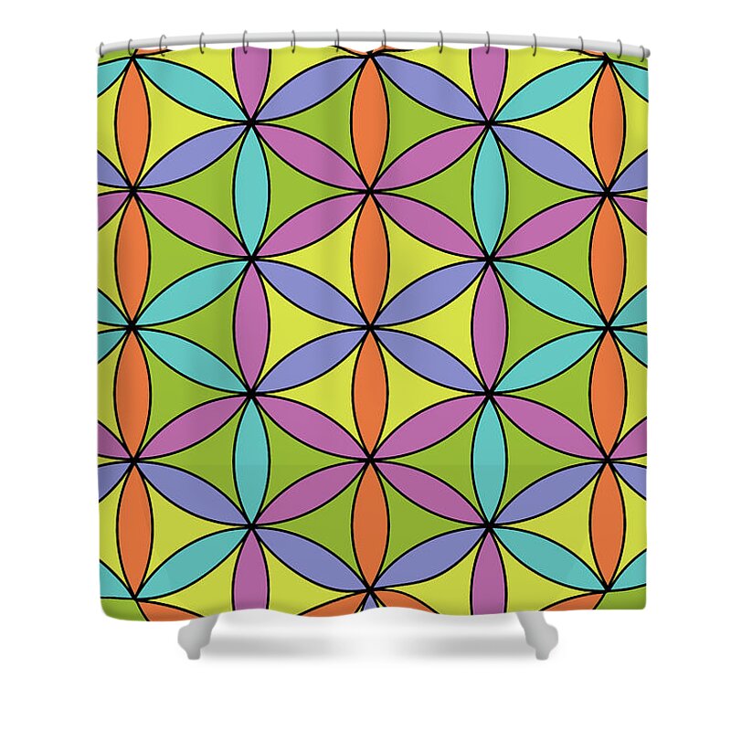Flower Of Life Shower Curtain featuring the digital art Flower of Life 2 by Angie Tirado