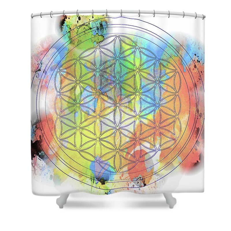 Flower Of Life Shower Curtain featuring the digital art Flower of Life_20 by Az Jackson