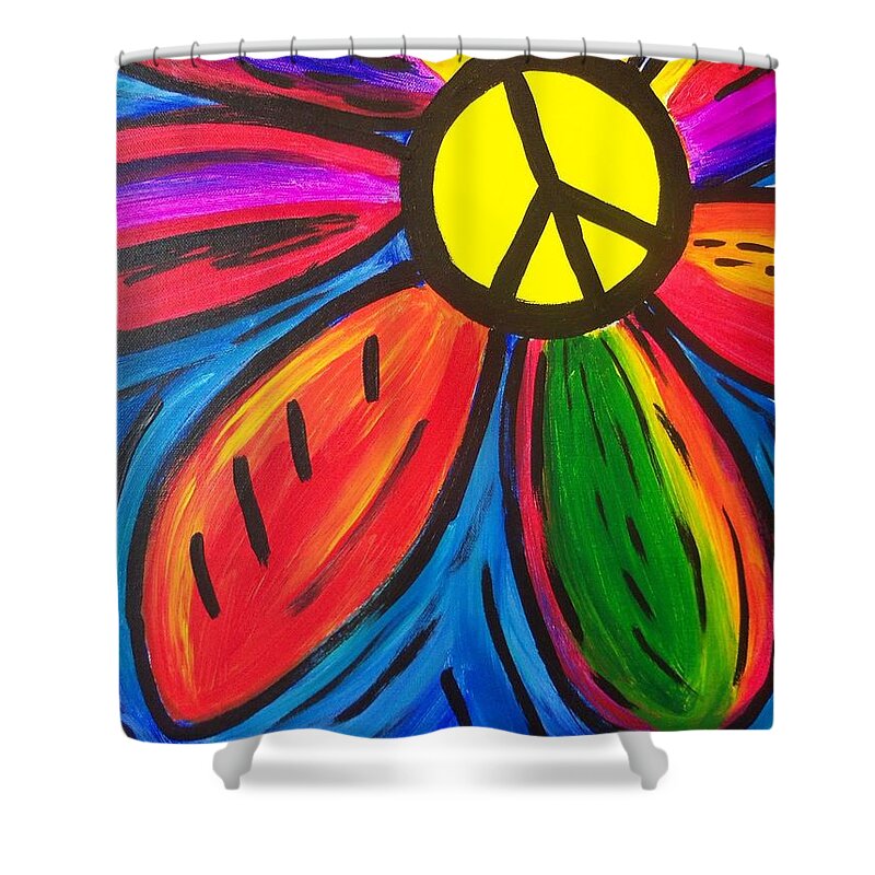Rock Poster Shower Curtain featuring the photograph Flower Power Rock Poster by Action