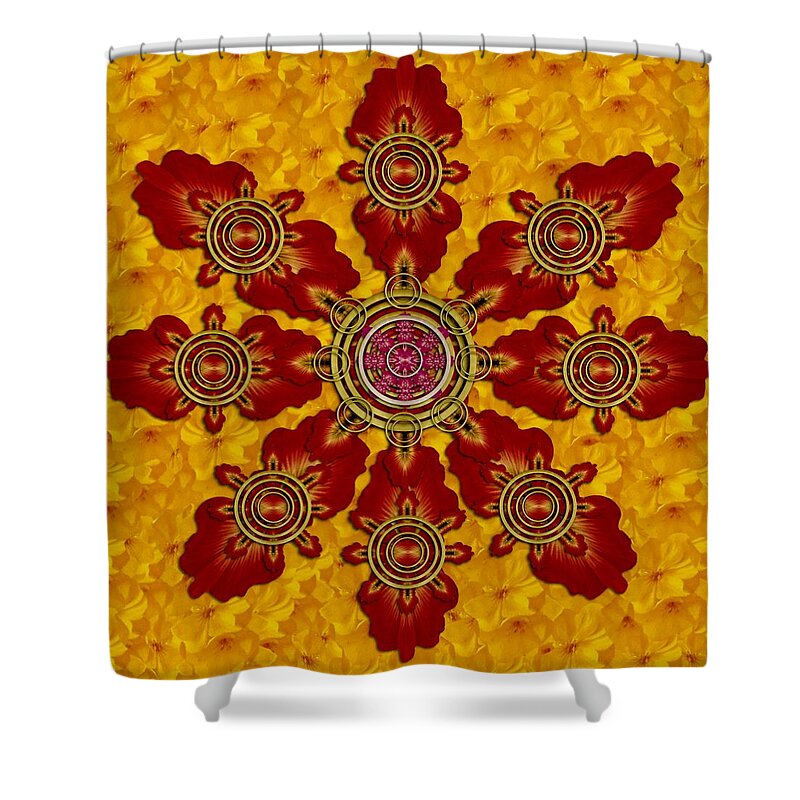 Planet Shower Curtain featuring the mixed media Flower star so flowery over peaceful loved earth by Pepita Selles