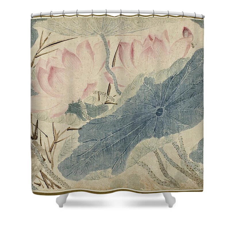 Chen Chun Shower Curtain featuring the painting Flowering Lotus by Chen Chun