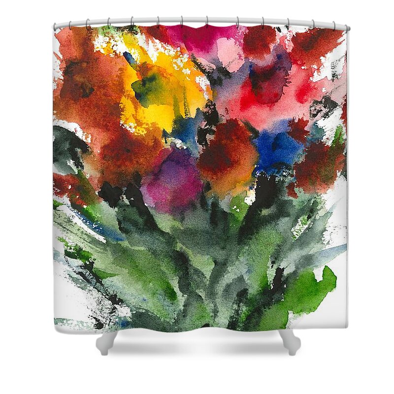 Water Shower Curtain featuring the painting Flower_Now by Loretta Coca