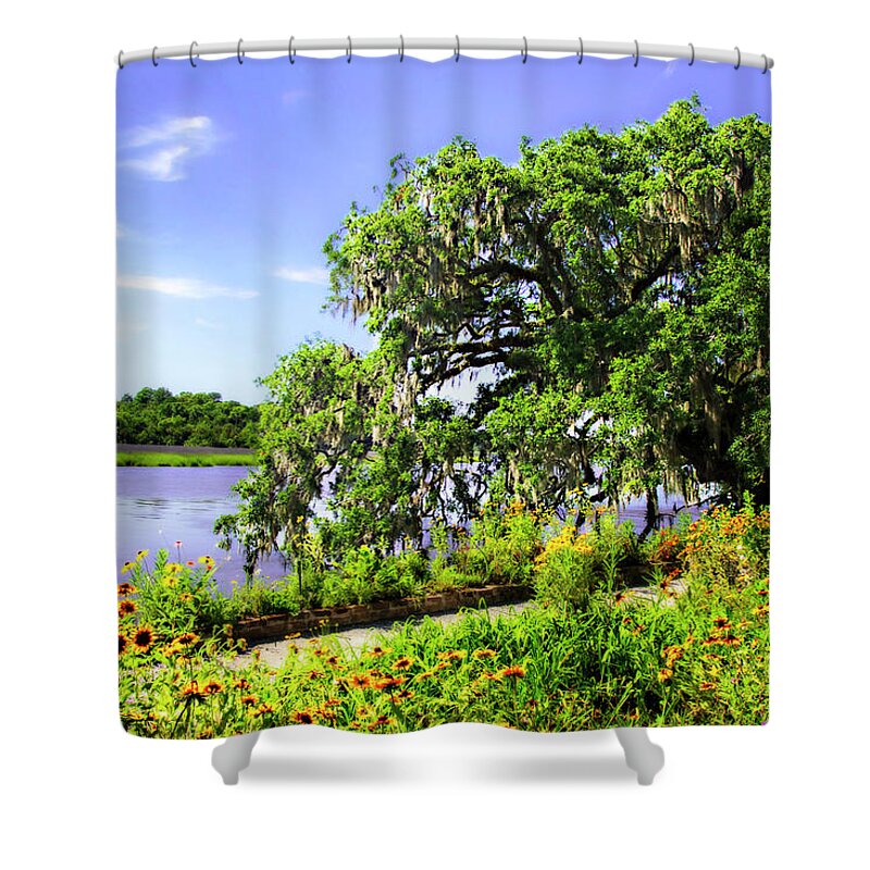 Color Shower Curtain featuring the photograph Flowers along the River by Alan Hausenflock