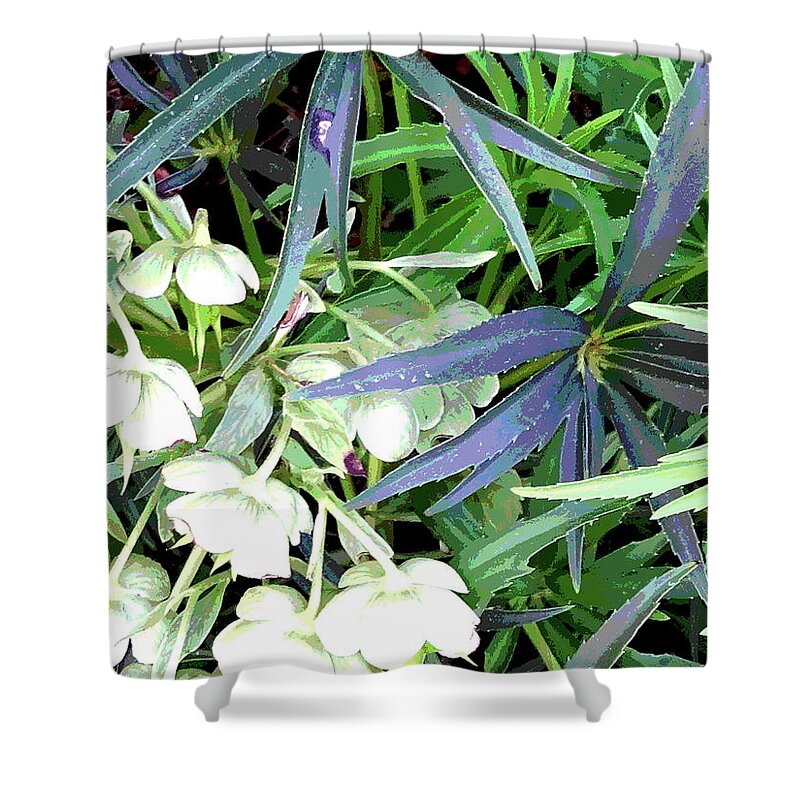 Flowers Shower Curtain featuring the digital art Flowers and Foliage by Nancy Olivia Hoffmann