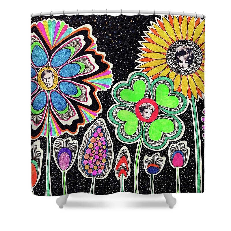 Colors Shower Curtain featuring the mixed media Flowers And Plants by Tanja Leuenberger